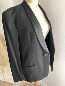 Antique French man BLACK wool TUXEDO jacket SILK shawl collar c1920