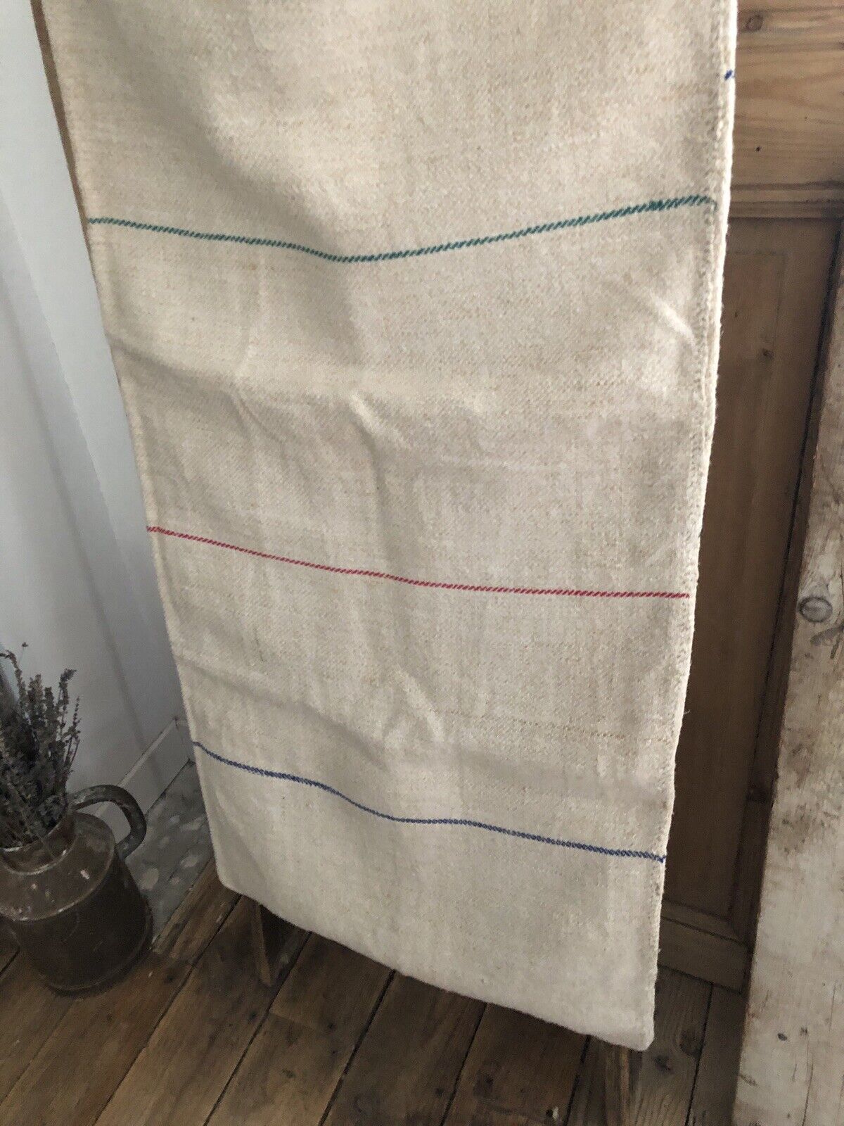 Vintage European LONG GRAIN SACK homespun linen fabric