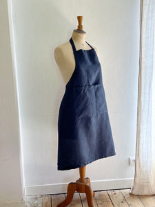 French UPCYCLED linen INDIGO WORK WEAR APRON Les Toiles Blanches