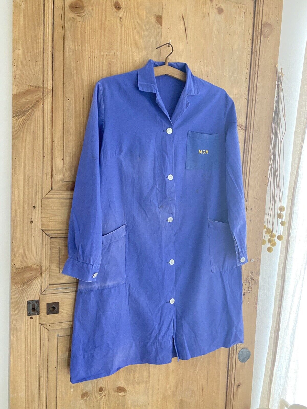 Vintage French INDIGO WORK WEAR long JACKET cotton c1950