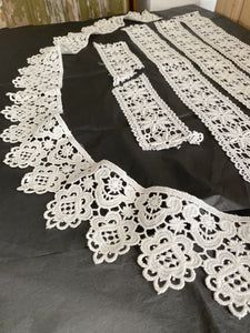 LOT vintage French ENTREDEUX cotton LACE trim c1950