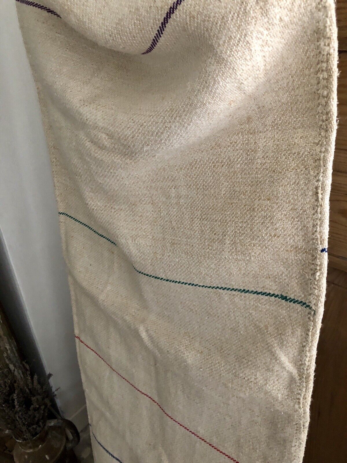 Vintage European LONG GRAIN SACK homespun linen fabric