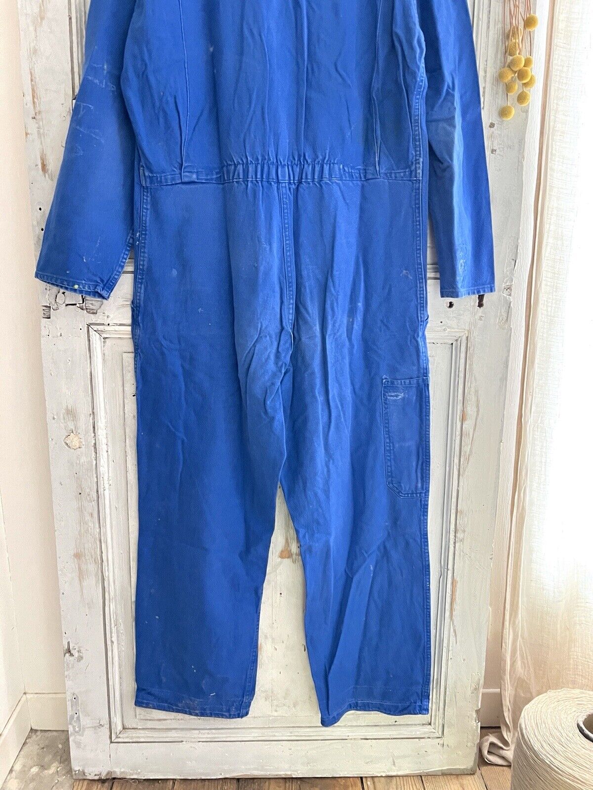 Vintage French large WORK WEAR overalls INDIGO blue cotton ZIP c1950