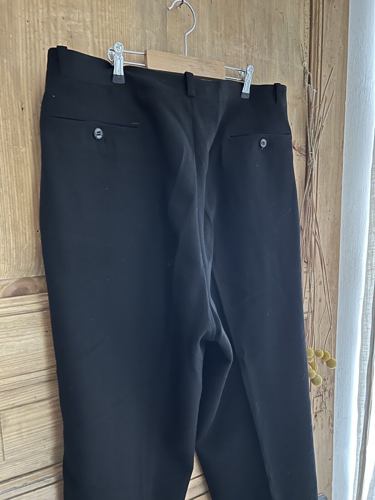 Vintage French RUSTIC peasant BLACK wool PANTS trouser c1930