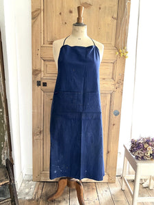 Antique French INDIGO WORK WEAR APRON LINEN c1900