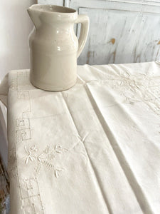 SET vintage cotton TABLECLOTH 6 NAPKINS openworks c1950