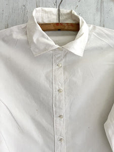 Vintage French woman WORK WEAR cotton BLOUSE c1930