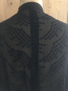 Art Deco long French woman DESHABILLE embroidered black SILK KIMONO c1930