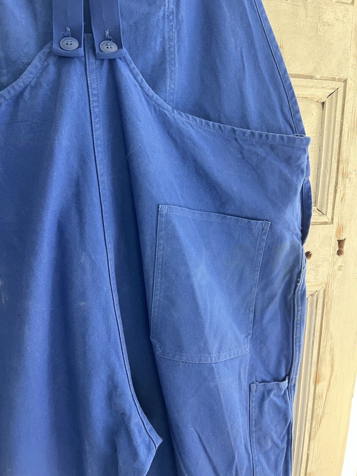 Vintage French large WORK WEAR overalls INDIGO blue cotton c1950