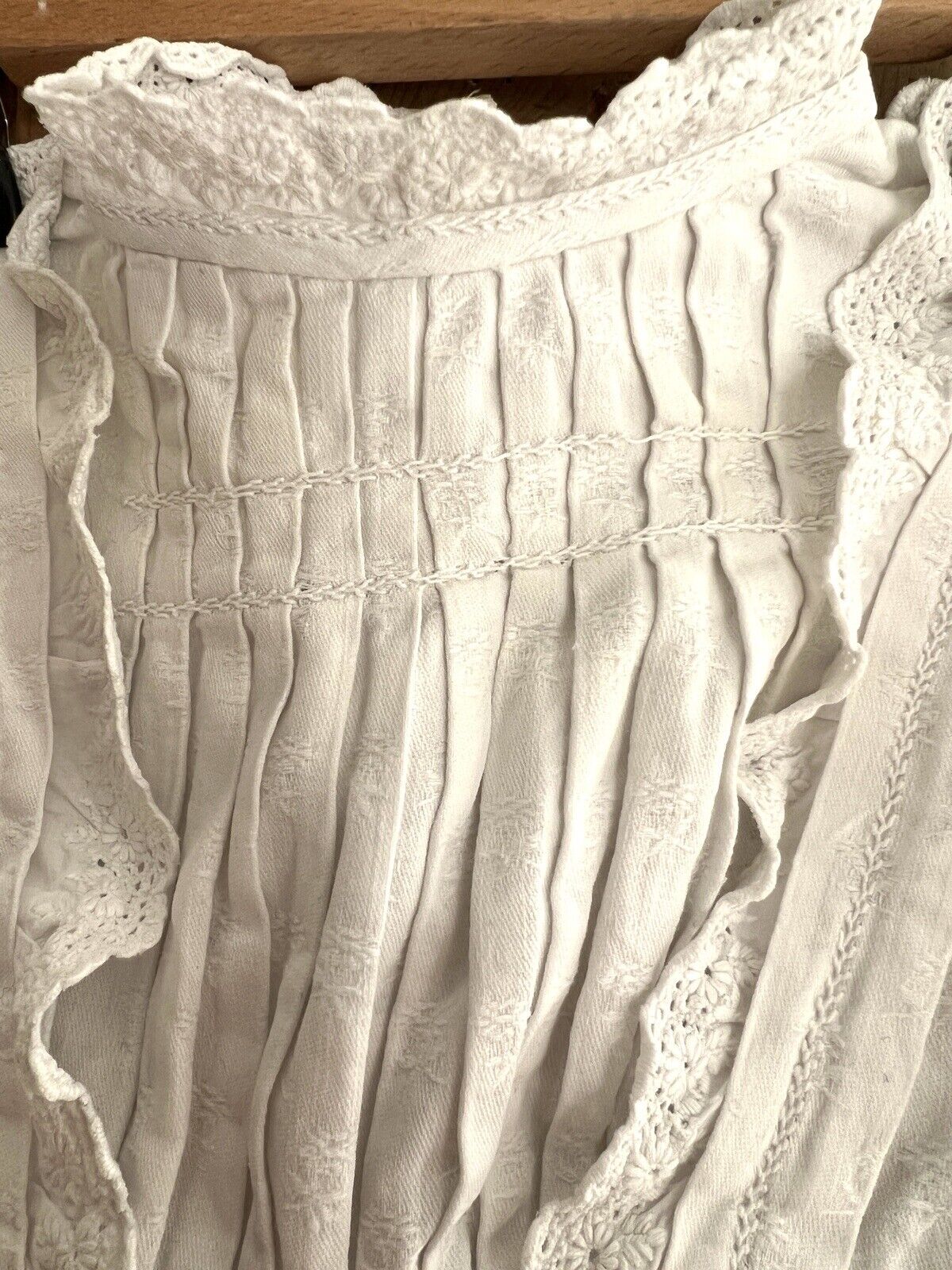 Antique French child DAMASK COTTON PRESENTATION DRESS PLASTRON c1900