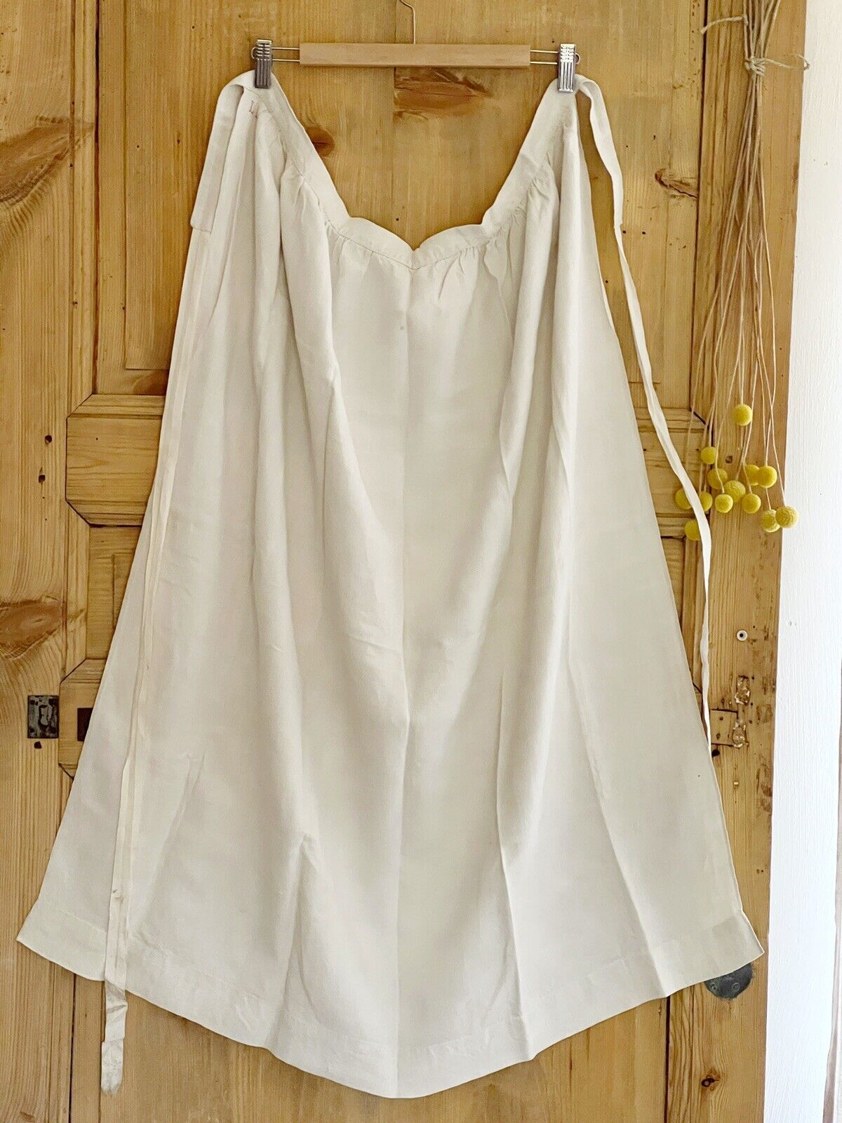 PRIMITIVE French LONG WORK WEAR pure LINEN NUNNERY APRON LM mono c1830