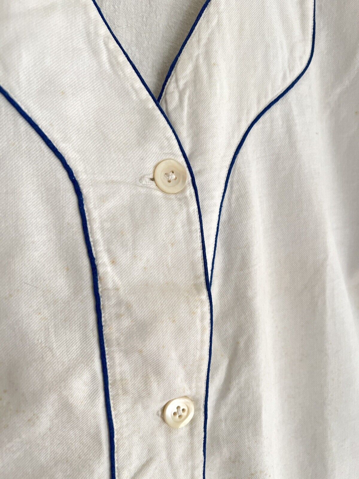 Antique French MAN brushed cotton NIGHTSHIRT blue liseret 1900