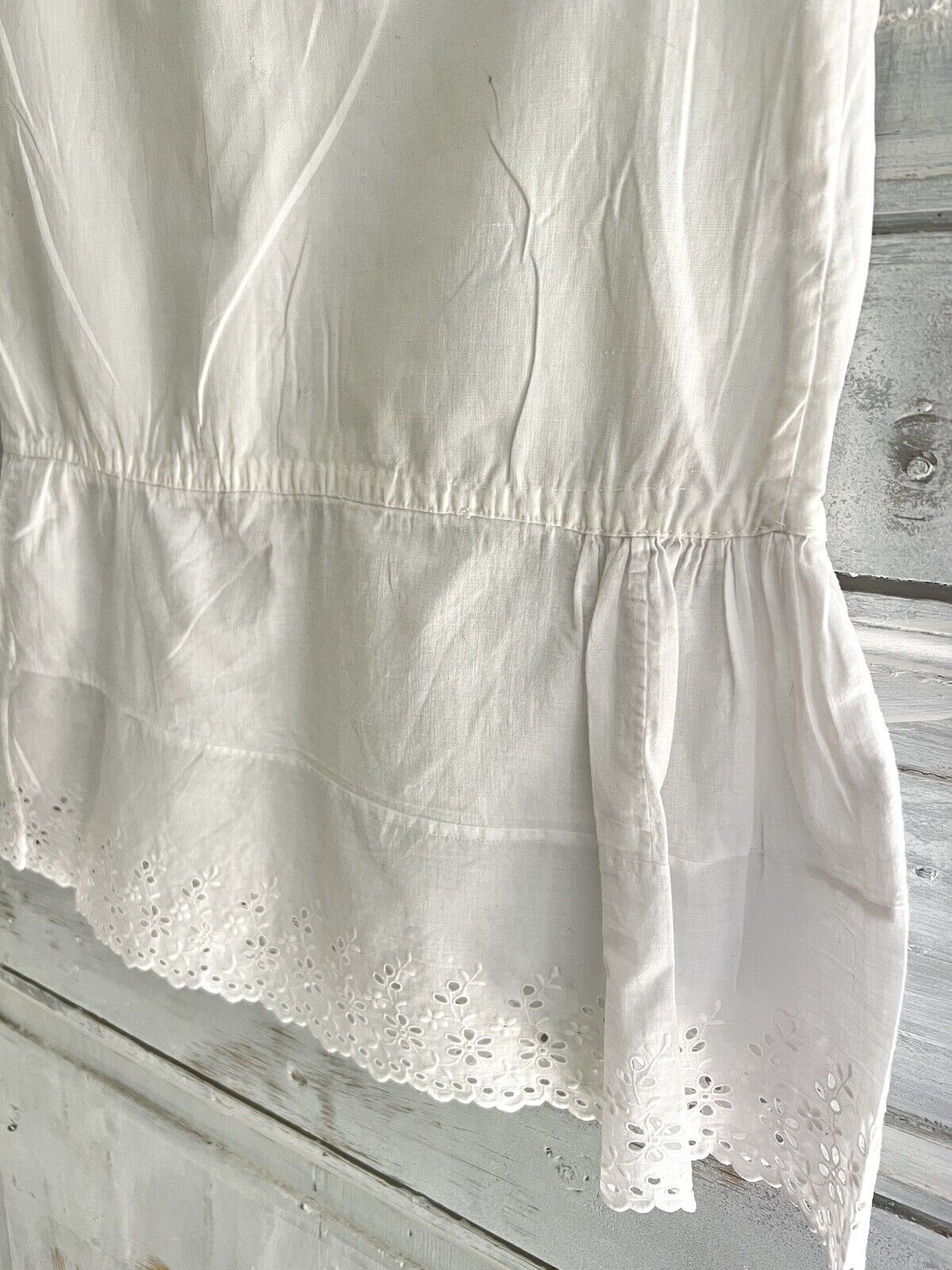 Antique French embroidered COTTON young girl LACE under dress c1900