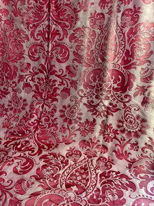 Antique French DAMASK RED GOLD SILK panel indiennes ARABESQUES DECOR c1880