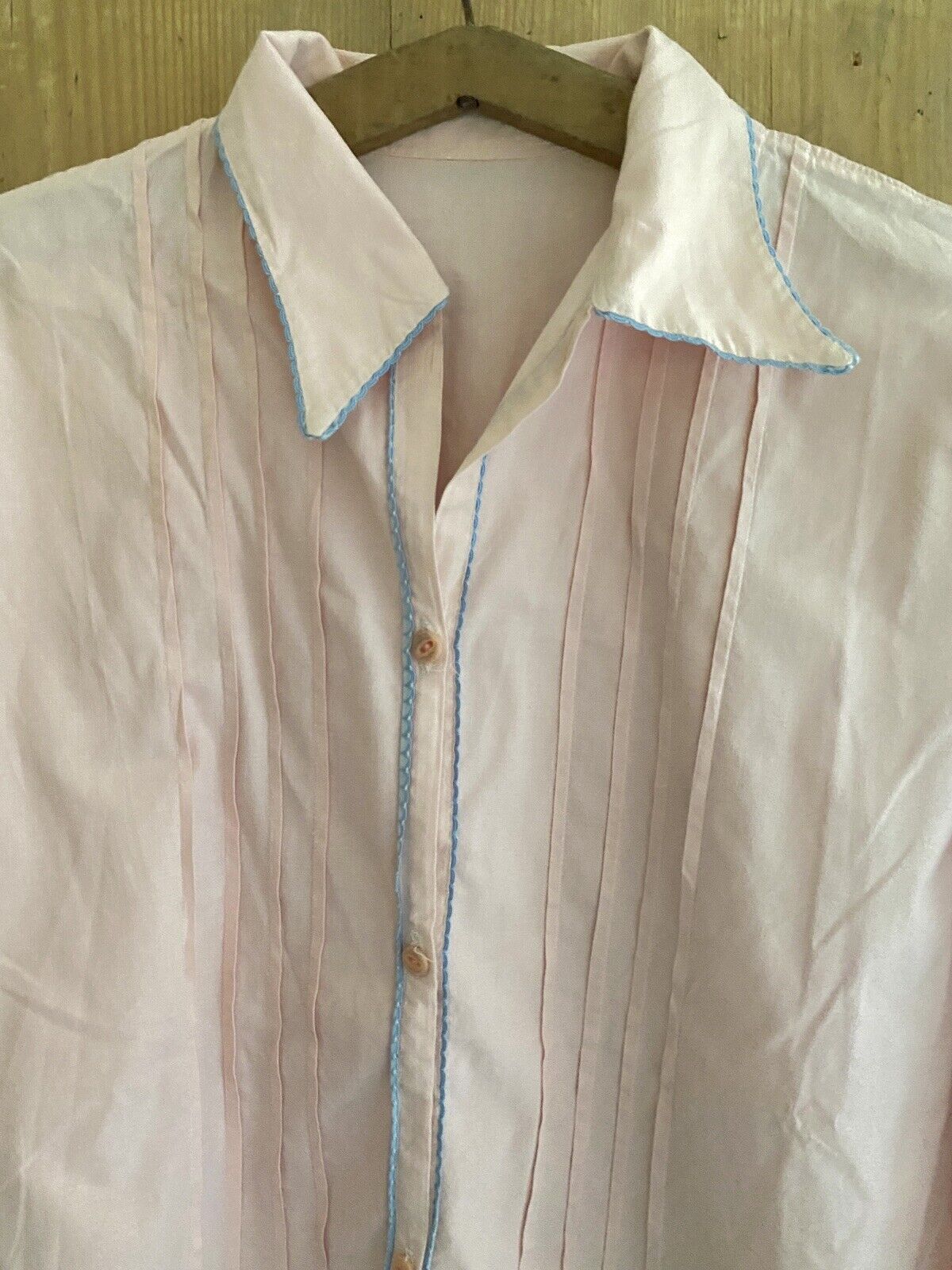 Art Deco woman PYJAMAS jacket CRISPY PINK poplin cotton PINTUCKS c1930