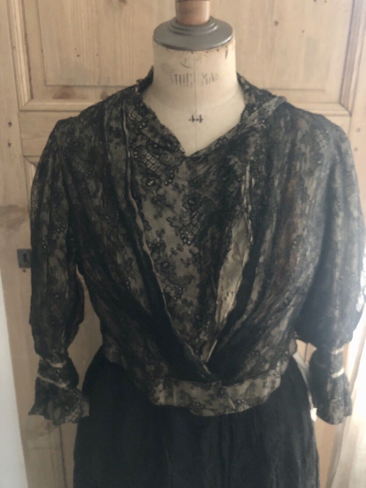 BELLE EPOQUE French BODICE blouse LACE SILK c1890