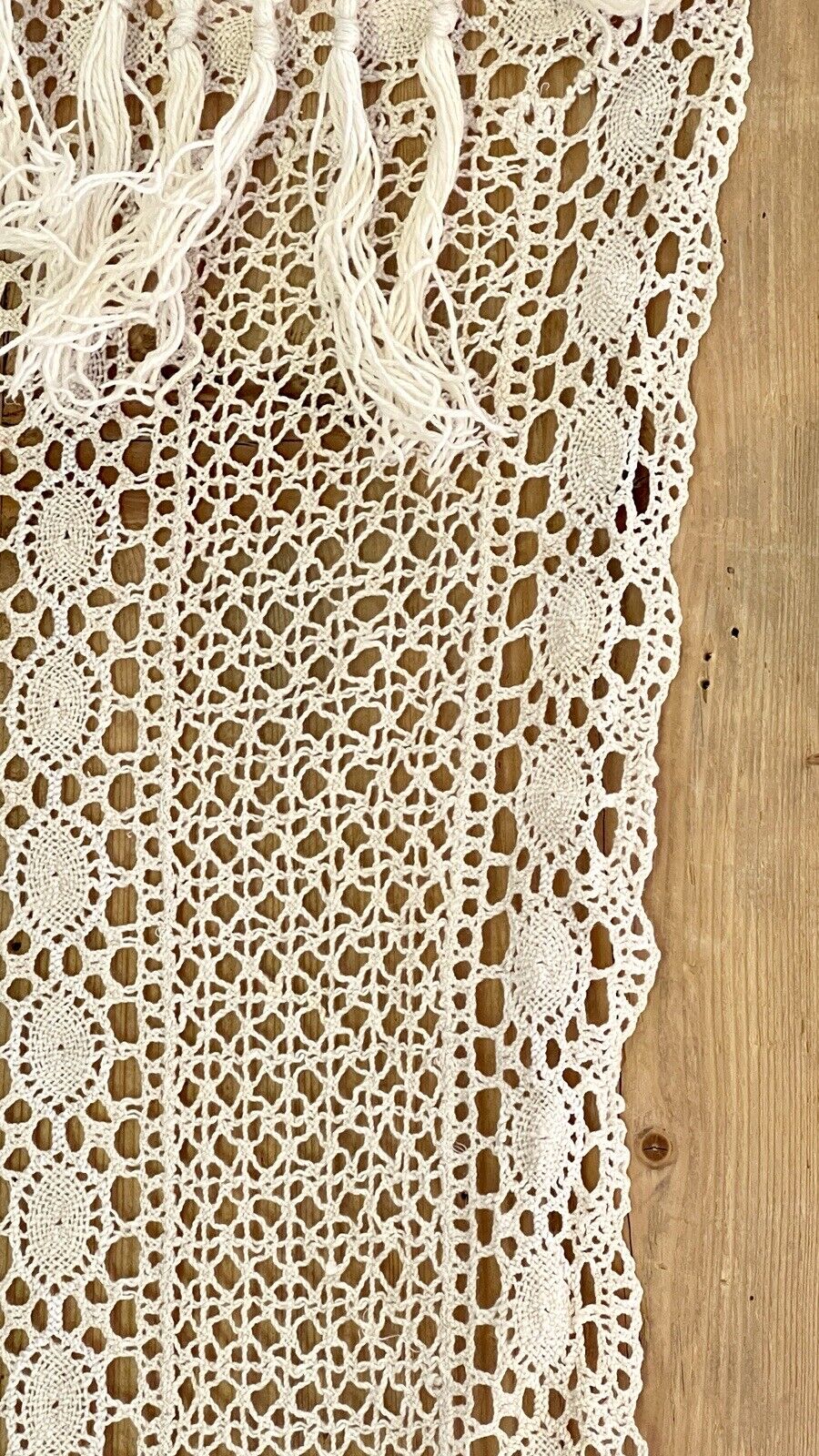 Antique French FILET LACE cotton CURTAIN c1920