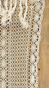 Antique French FILET LACE cotton CURTAIN c1920