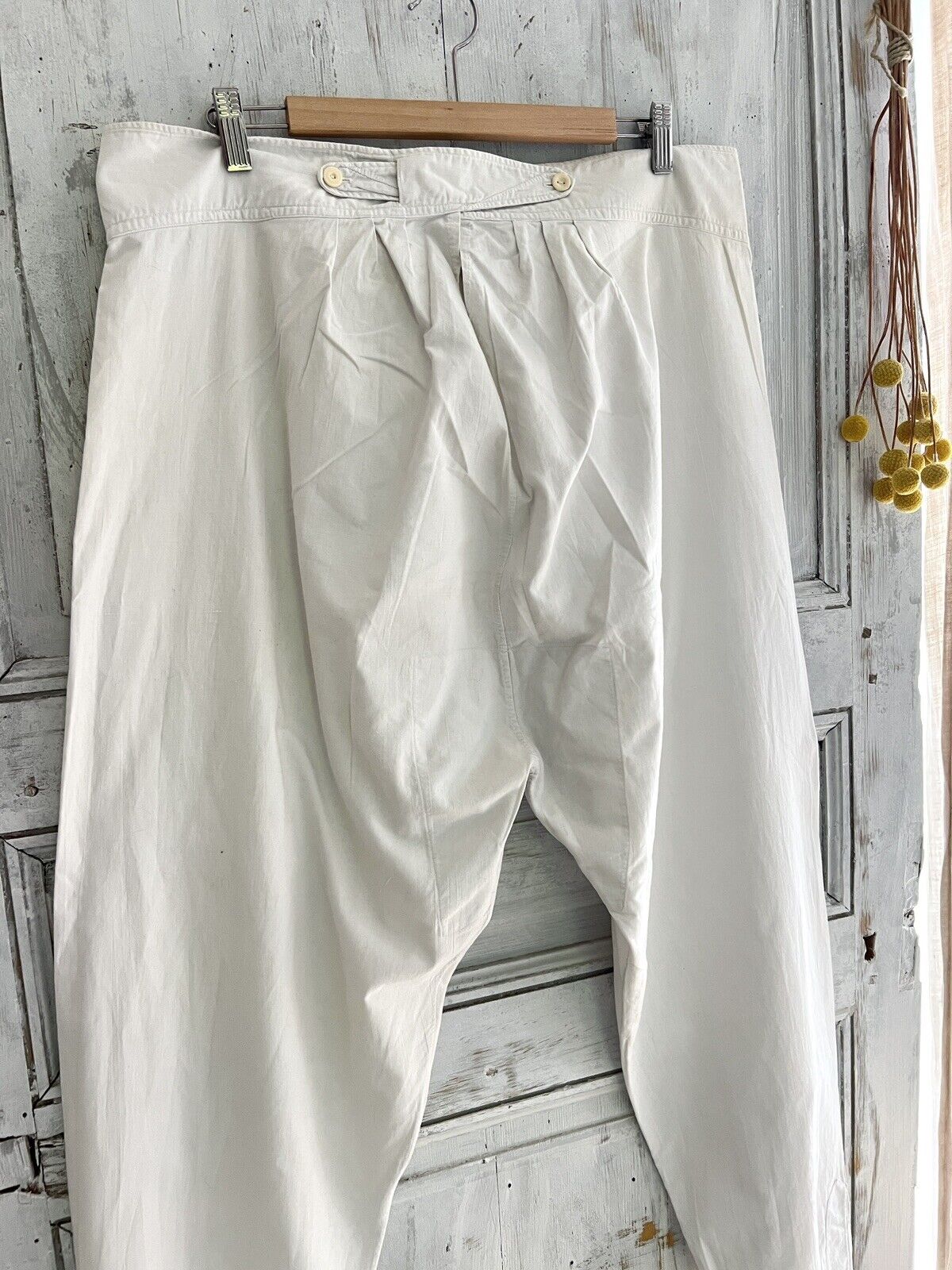 Victorian French MAN open PANTS trouser COTTON B monogram c1900