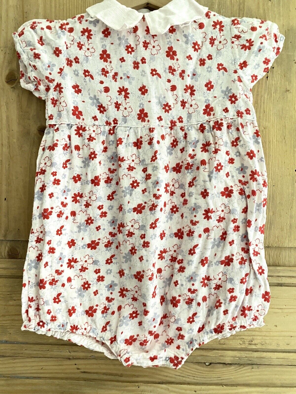 Vintage French FLORAL cotton BABY ROMPER c1950