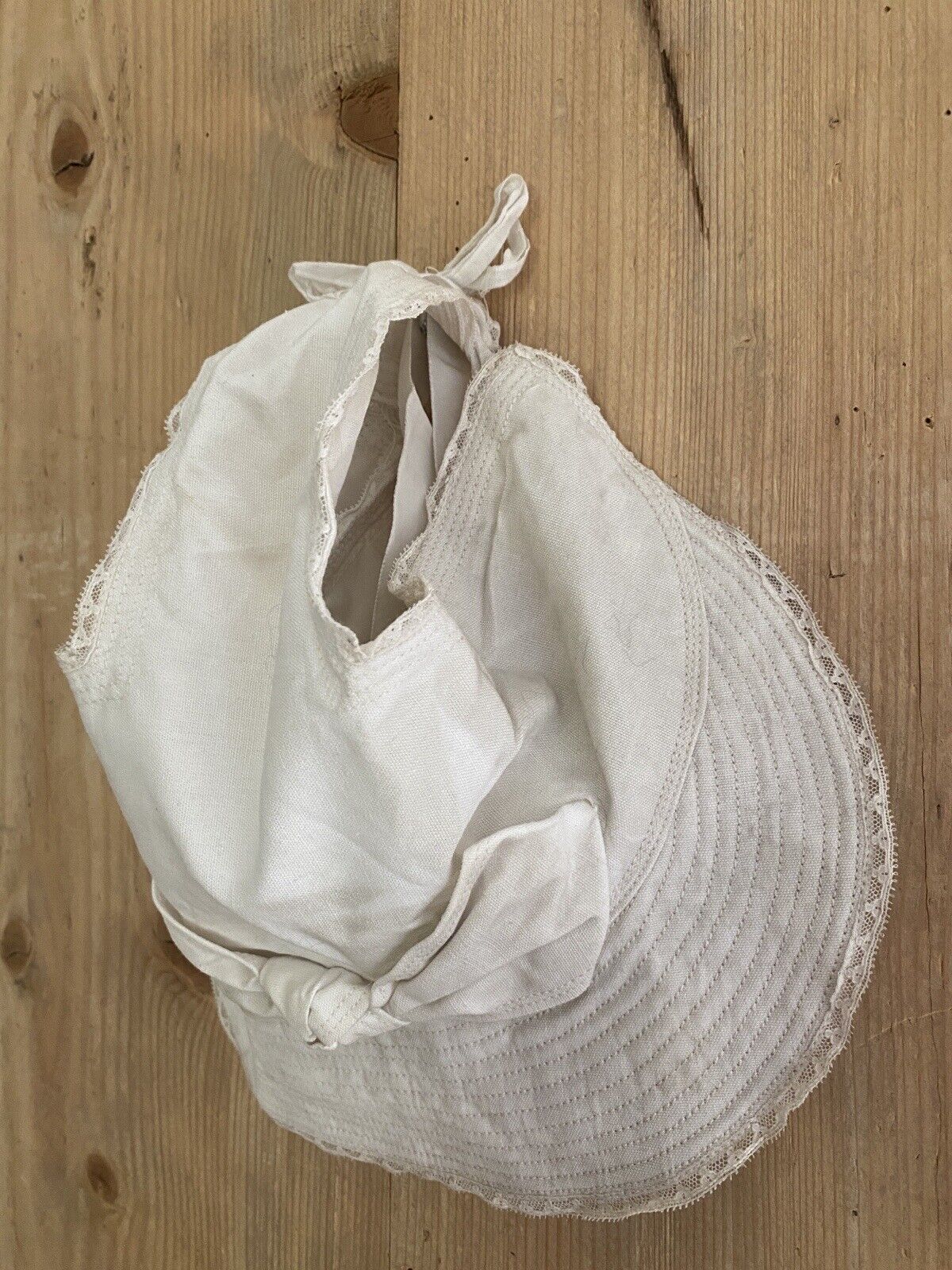 Vintage French girl cotton SUMMER CAP knot c1920