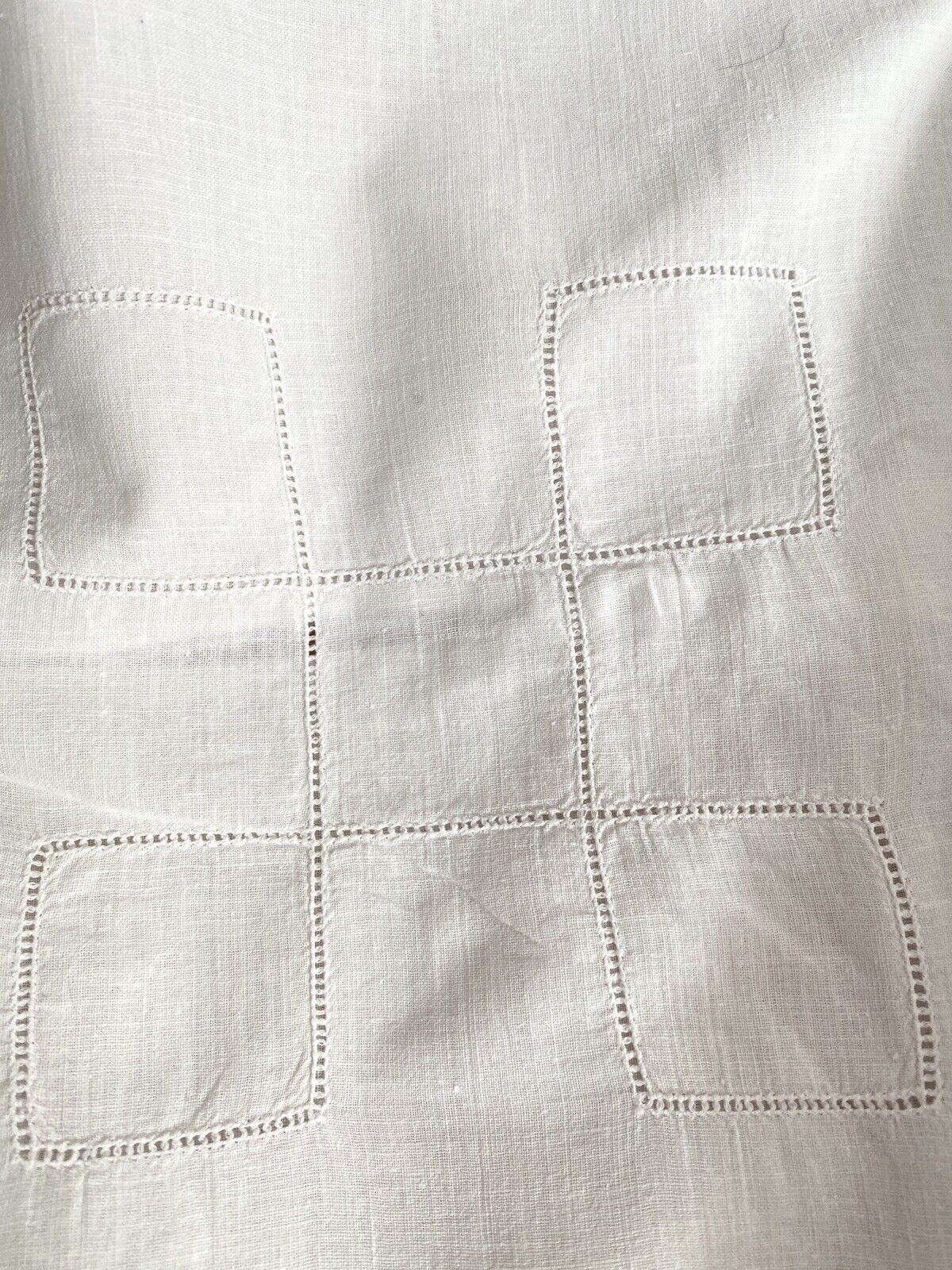 Vintage French cotton DUVET COVER openworks RUFFLES c1930