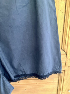 Antique French BLUE DYE cotton PANTY culotte LACE trim c1900