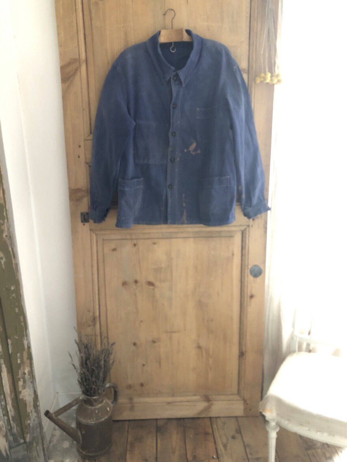 Vintage French BLEU DE TRAVAIL jacket WORK WEAR  faded INDIGO BLUE c1930