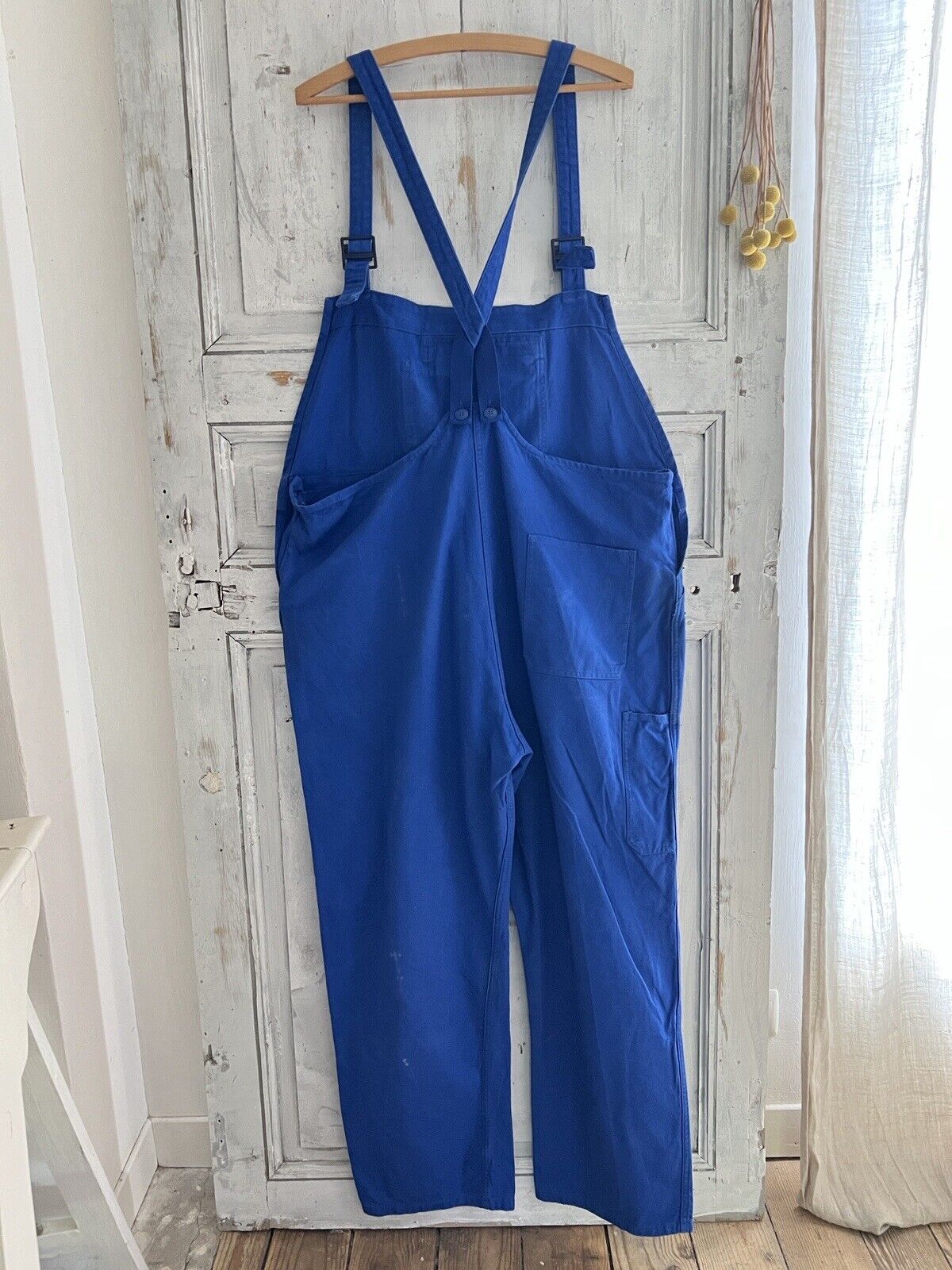 Vintage French large WORK WEAR overalls INDIGO blue cotton c1950