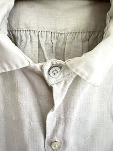 Rare antique French SHORT man front bib WORK WEAR COTTON pintucks SHIRT  c1880