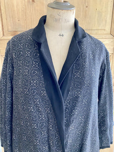 Art Deco RARE French woman KIMONO summer COAT black COTTON c1930