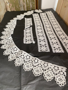 LOT vintage French ENTREDEUX cotton LACE trim c1950