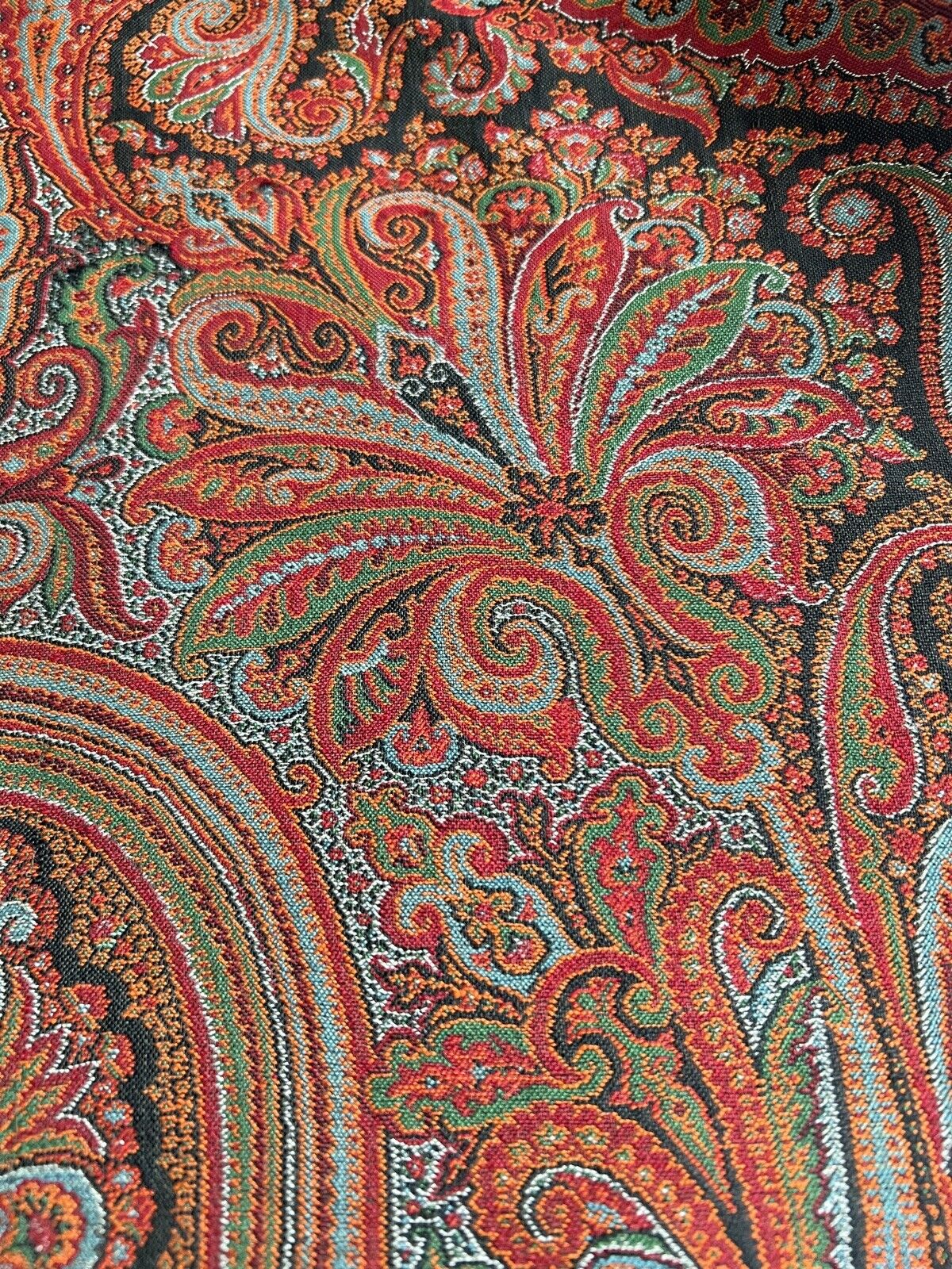 Stunning XXL antique VICTORIAN Kashmir PAISLEY piano WOOL SHAWL tablecloth c1880