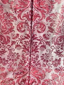 Antique French DAMASK RED GOLD SILK panel indiennes ARABESQUES DECOR c1880