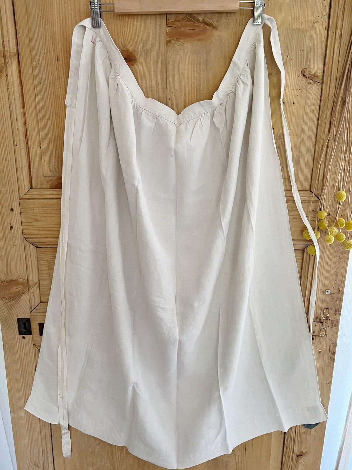 PRIMITIVE French LONG WORK WEAR pure LINEN NUNNERY APRON LM mono c1830