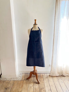 French UPCYCLED linen INDIGO WORK WEAR APRON Les Toiles Blanches