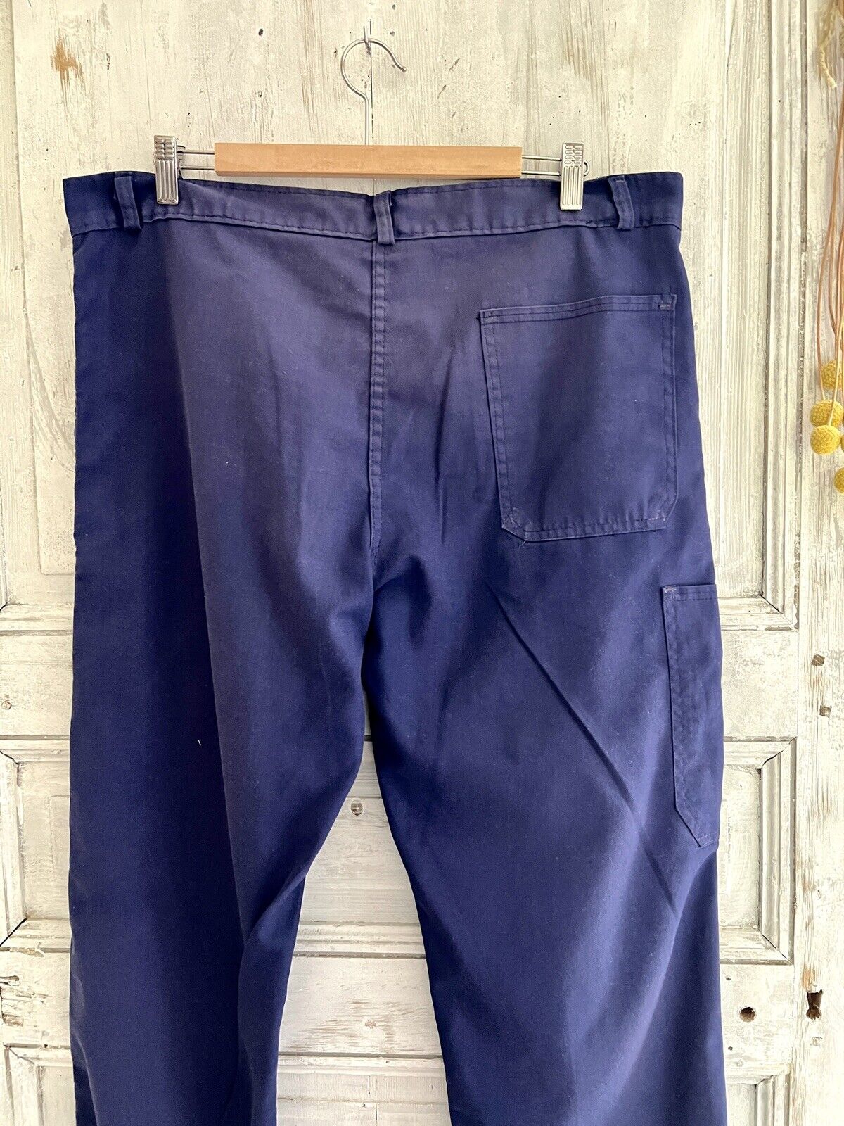 Vintage French PATCHED pants WORK WEAR trouser INDIGO moleskine c1930