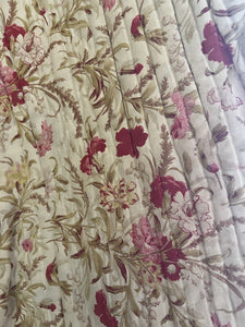 XL antique French floral QUILT PATCHED piqué de PROVENCE PINK CARNATIONS c1880