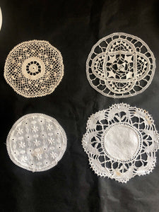 Art Nouveau French CIRCULAR DOILIES OPENWORKS napperon lot c1920