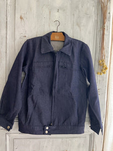 Vintage French WORK WEAR jacket cotton blue DENIM blouson c1950