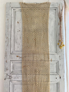 Art Deco French FILET LACE cotton CURTAIN golden tones c1920