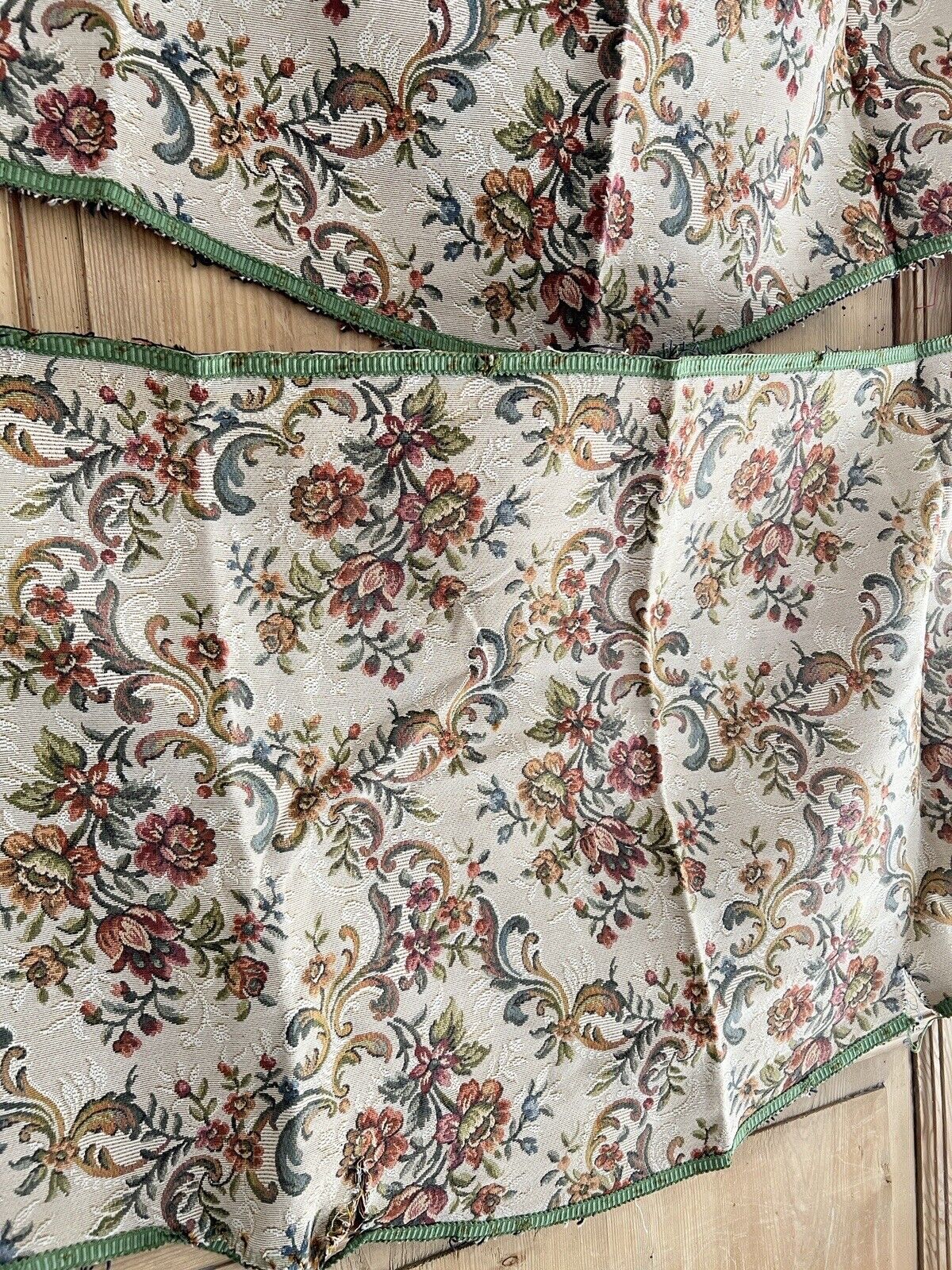 Pair vintage French floral DAMASK textiles sofa cover UPHOLSTERY c1950