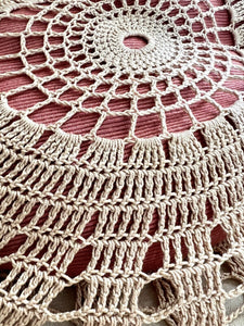 Vintage French embroidered FILET LACE PILLOW lace c1950