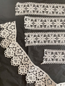 LOT vintage French ENTREDEUX cotton LACE trim c1950