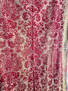 Antique French DAMASK RED GOLD SILK panel indiennes ARABESQUES DECOR c1880