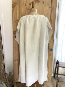 Antique French PRIMITIVE LINEN FIL nightshirt unused MC mono c1850