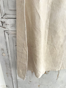 Antique French PRIMITIVE natural FLOPPY LINEN nightshirt UNFINISHED c1830