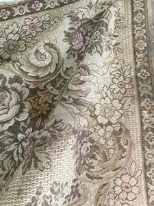 Antique French FLORAL cotton WALL HANGING tapestry ARABESQUES medaillon c1900