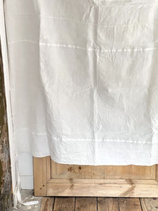 Antique French LINEN FIL PATCHED curtain DT mono c1900