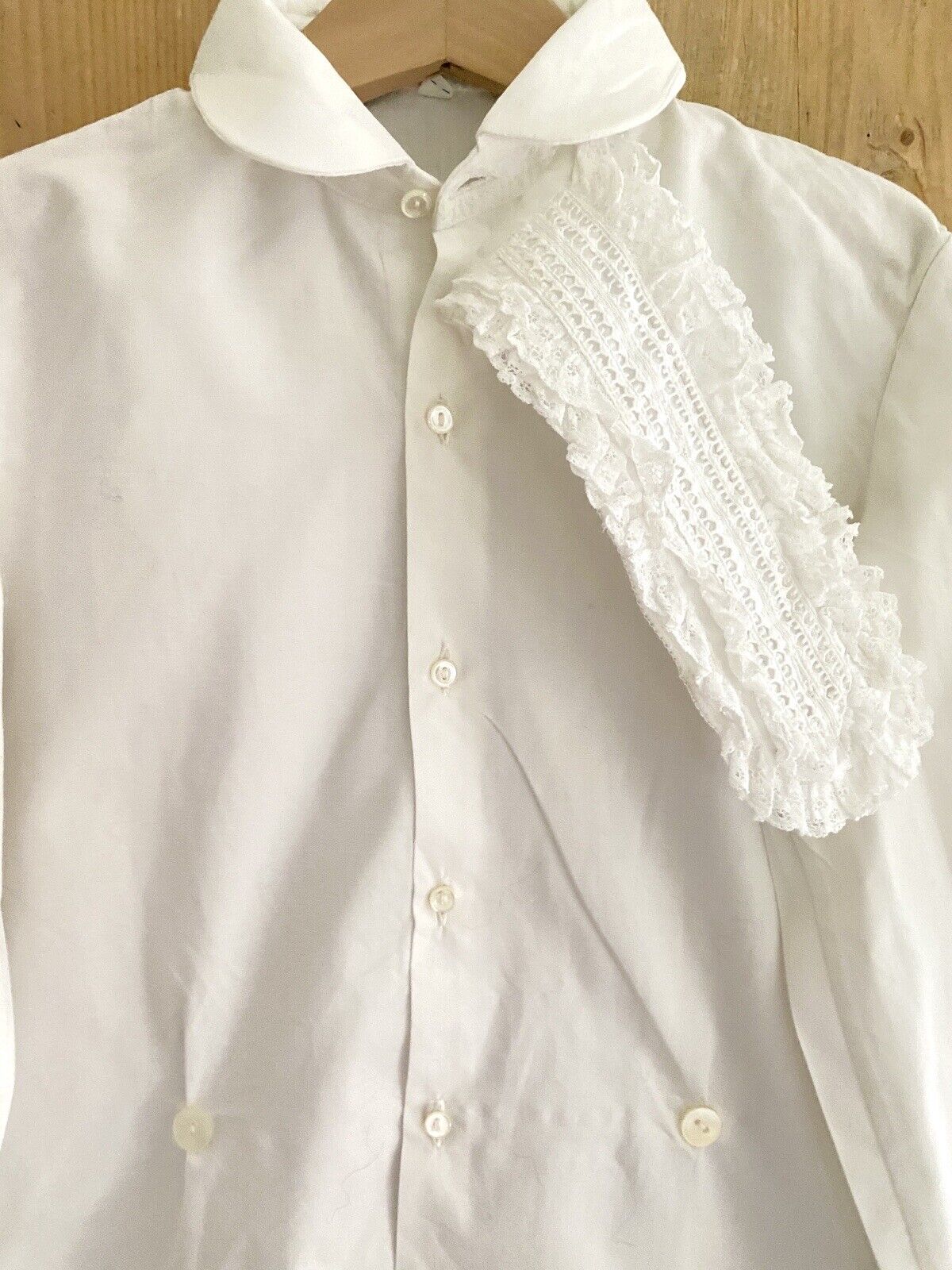 Vintage French cotton CEREMONY FRILLED child SHIRT JABOT c1960